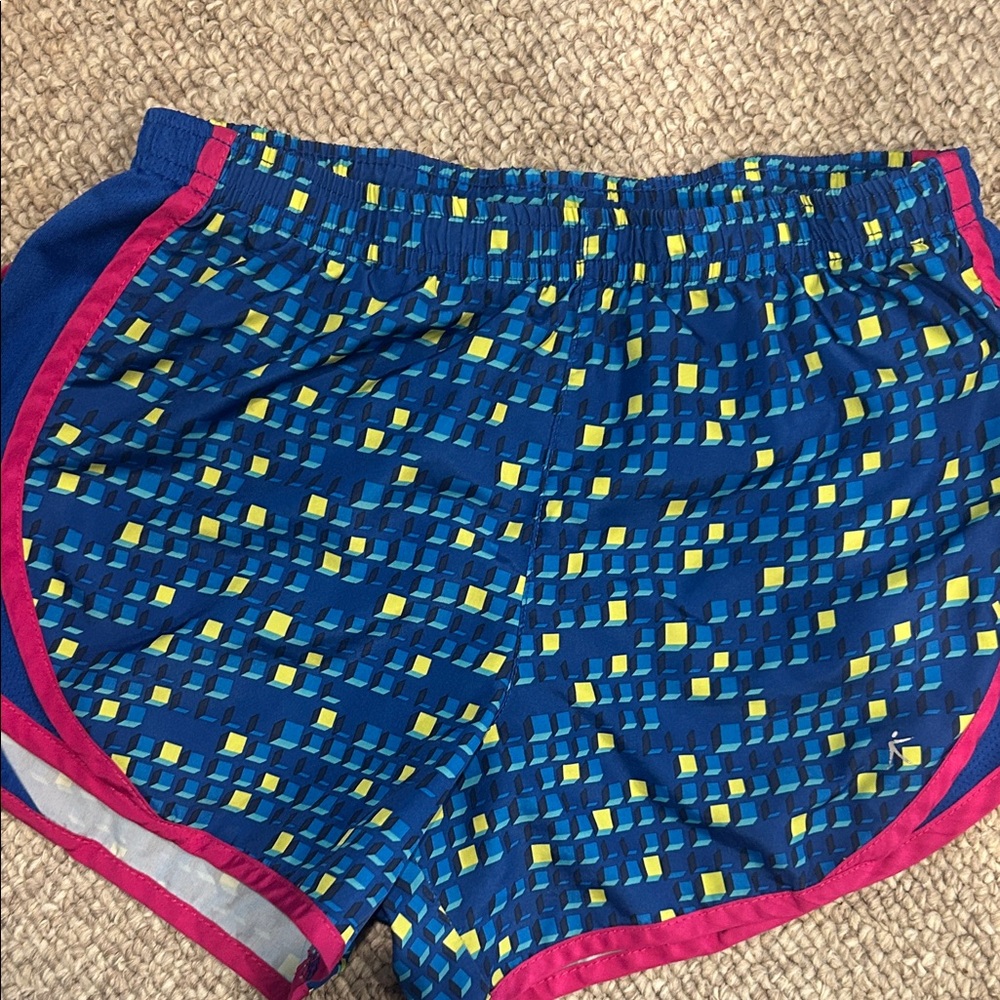 Danskin Blue Printed Athletic Shorts with Pink Trim